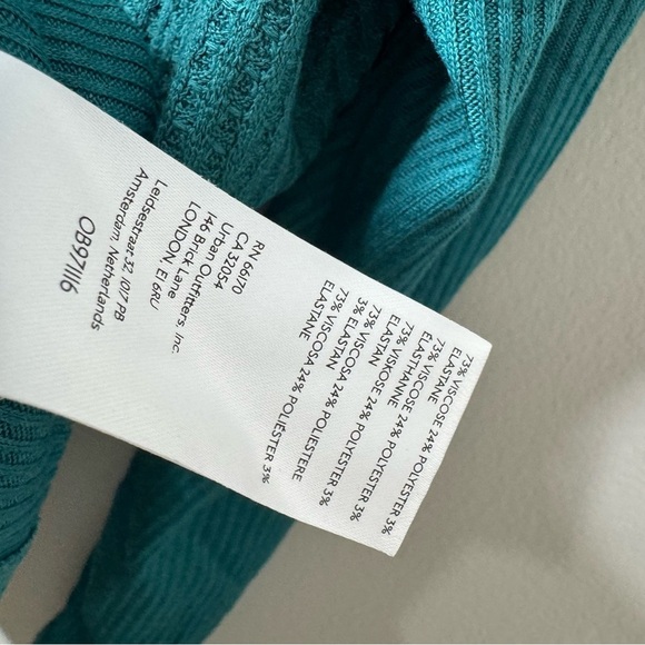 Free People Leo Oversized Waffle Button Henley Knit Tunic Top in Teal Size Small - Picture 9 of 11